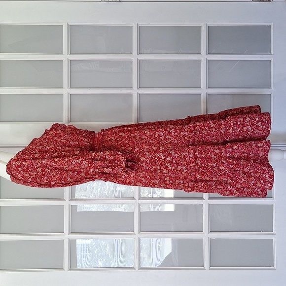 Max Studio Floral V-neck Midi Dress with Balloon Sleeves - Picture 2 of 15